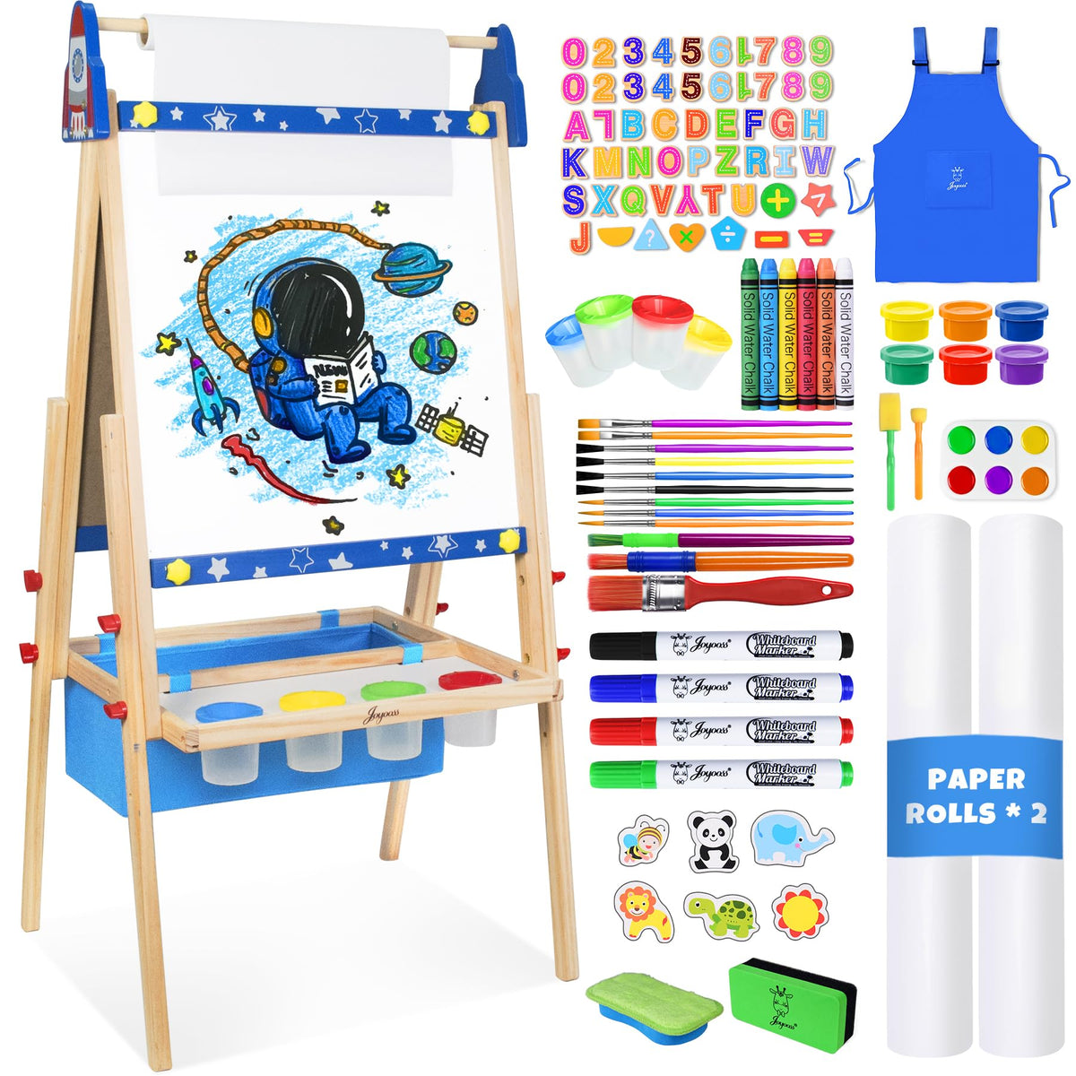 Joyooss kids art easel with wooden 3-in-1 design, sturdy and engaging
