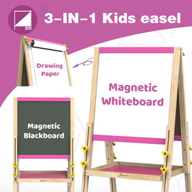 JOYOOSS 3-in-1 easel includes paper roll and accessories for shared art