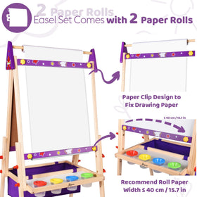 Joyooss art easel with paper rolls for large artworks.