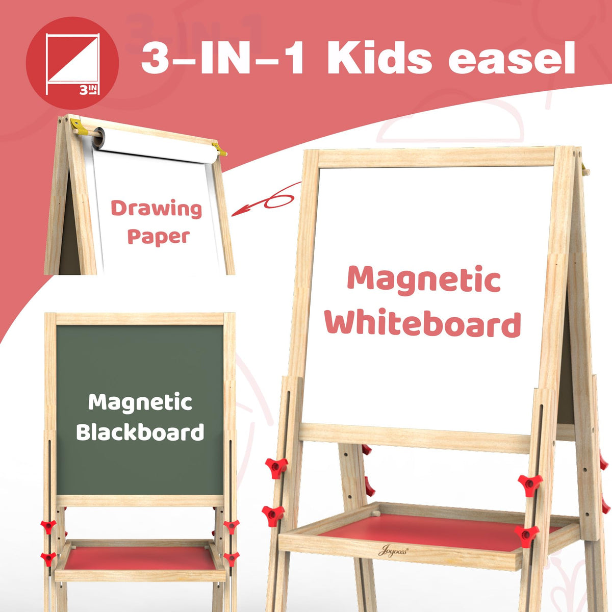 Solid wooden JOYOOSS easel frame prioritizes safety and durability