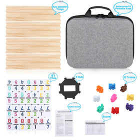 JOYOUSLIFE four wooden trays organize dominoes neatly.