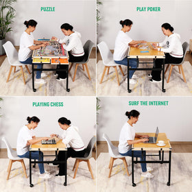 JoyPcsTable easy-to-move puzzle table with lockable casters for secure positioning