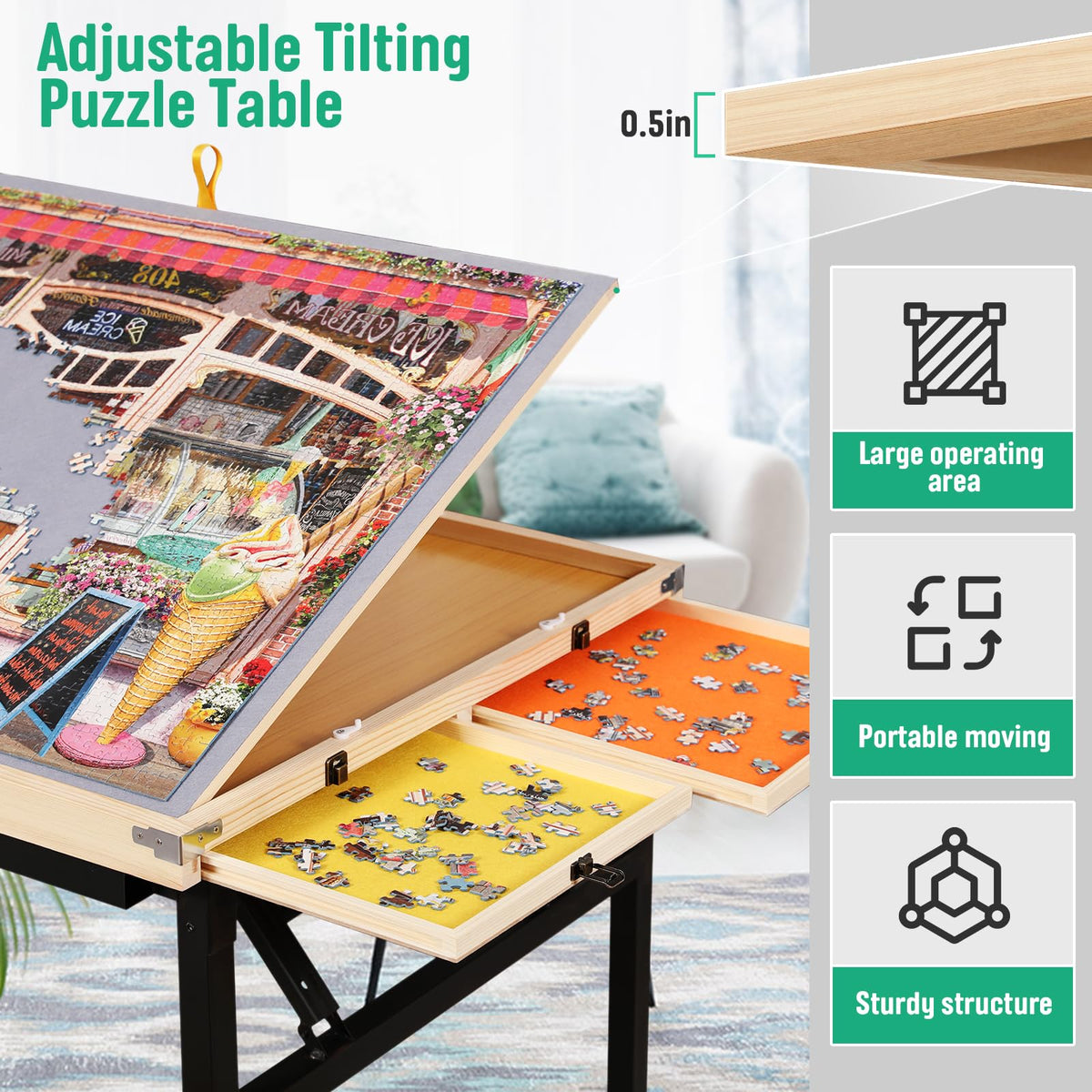 JoyPcsTable versatile table doubles as a breakfast or board game surface