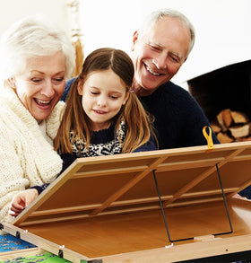 JoyPcsTable protective wooden cover keeps puzzle pieces dust-free between sessions