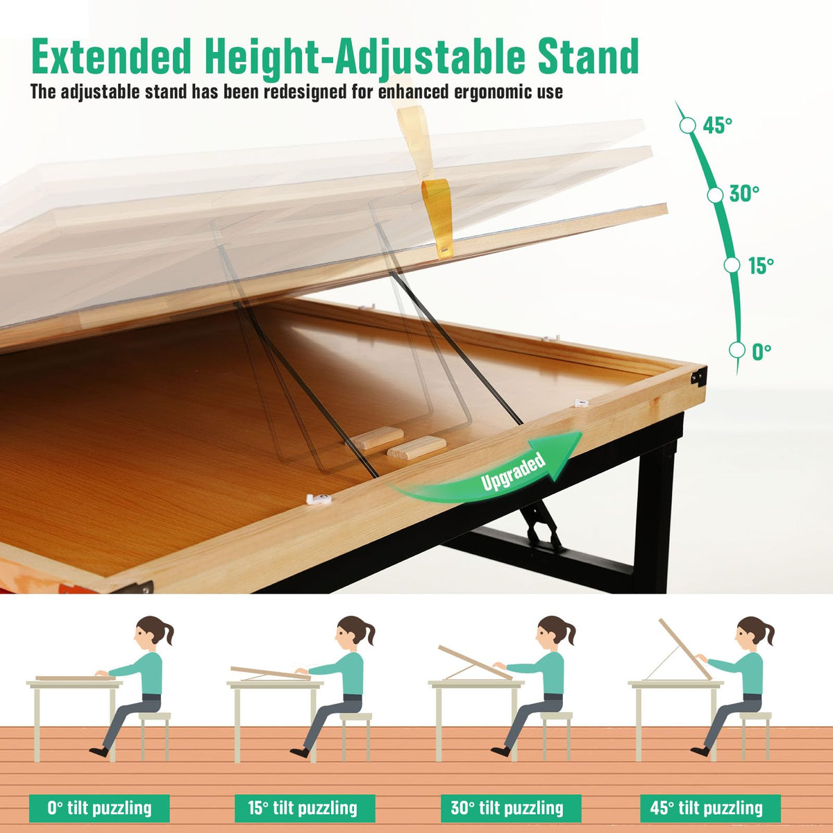 JoyPcsTable tilt at 15, 30, or 40 degrees for comfortable positioning