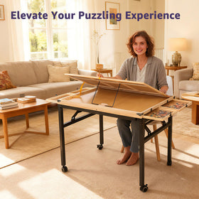 JoyPcsTable tilting design with three angles for ergonomic puzzle sessions