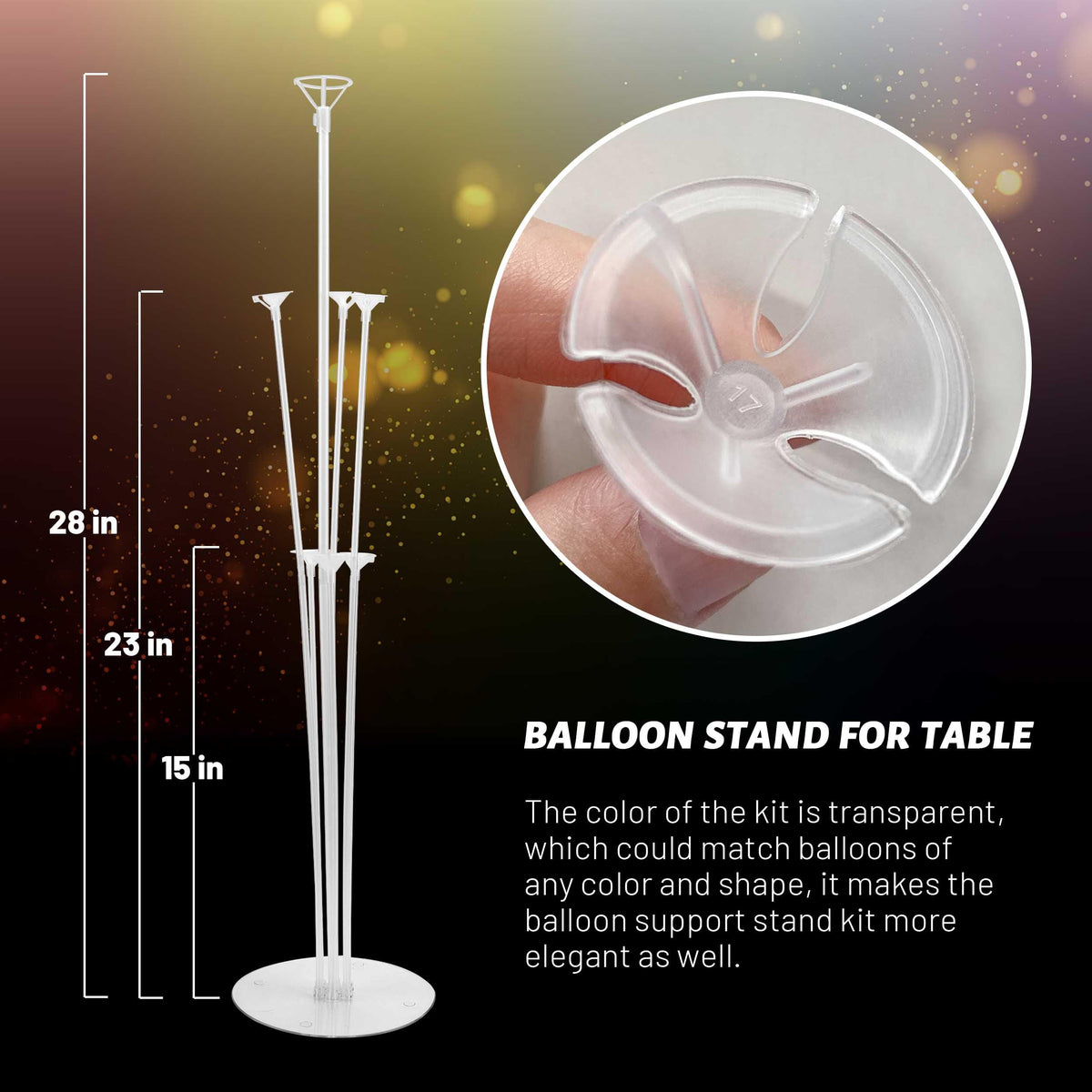 JOYYPOP balloon stand kit interlocking joints enable flexible, custom layouts for parties.