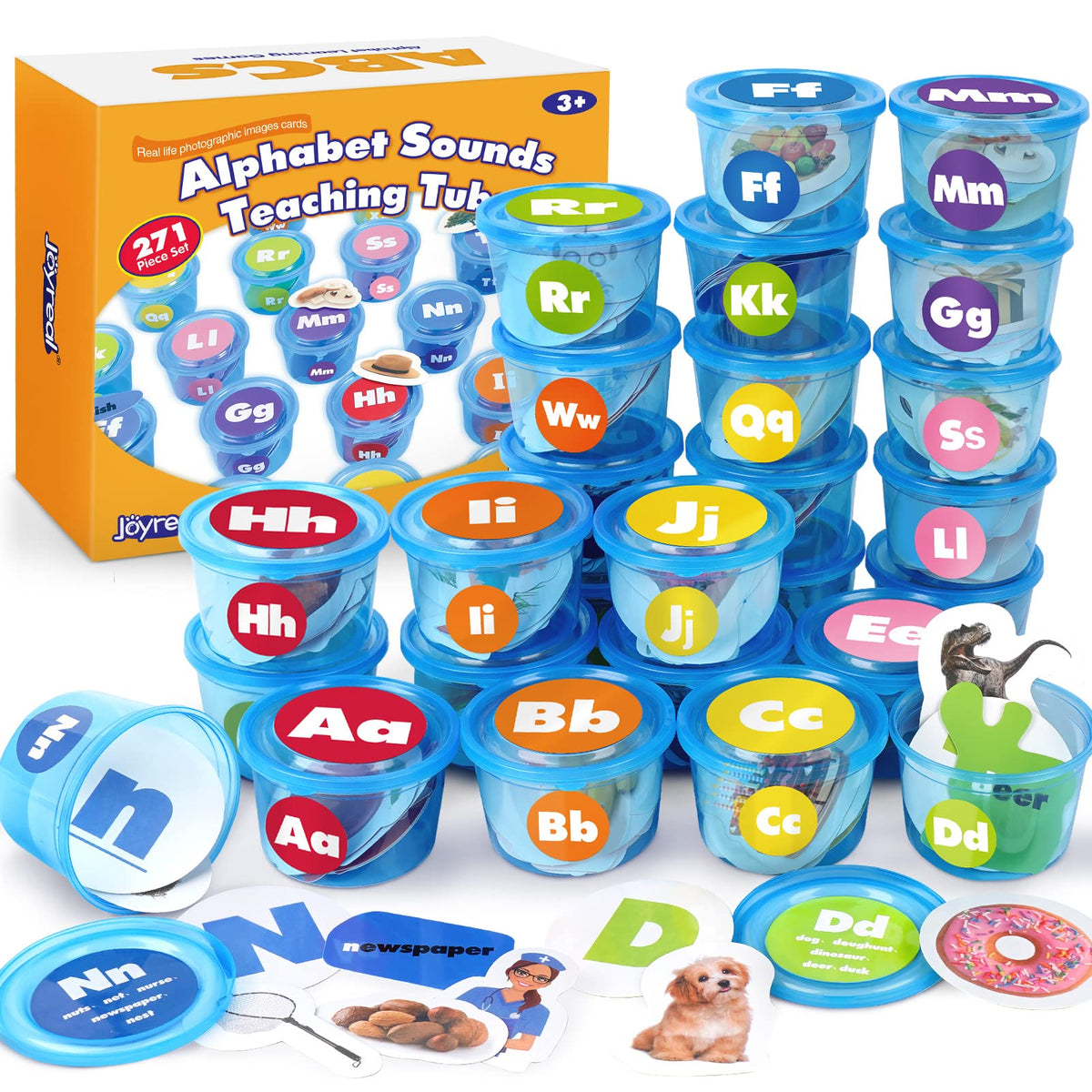 Joyreal 271-piece alphabet tubs offer color-coded sorting for hands-on learning.