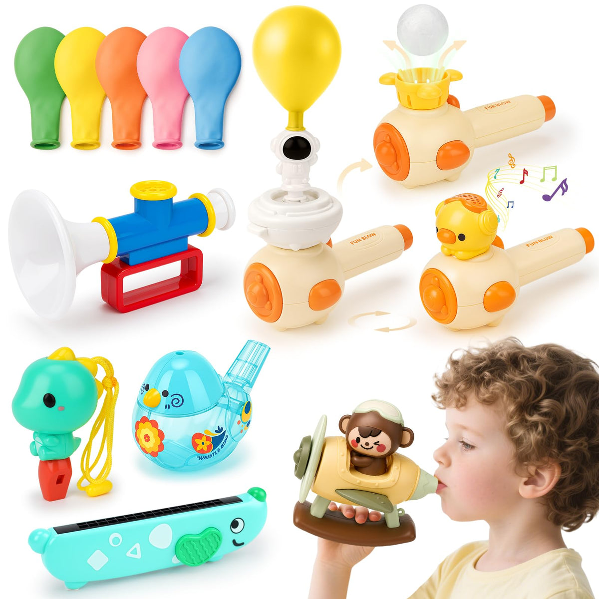 Joyreal 8-in-1 sensory toy whistles offer varied sounds to support listening and focus.