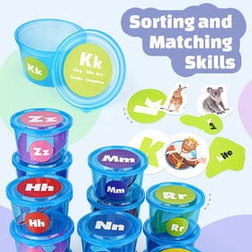 Joyreal Alphabet Soup Sorters letter cards: uppercase and lowercase to build matching skills.
