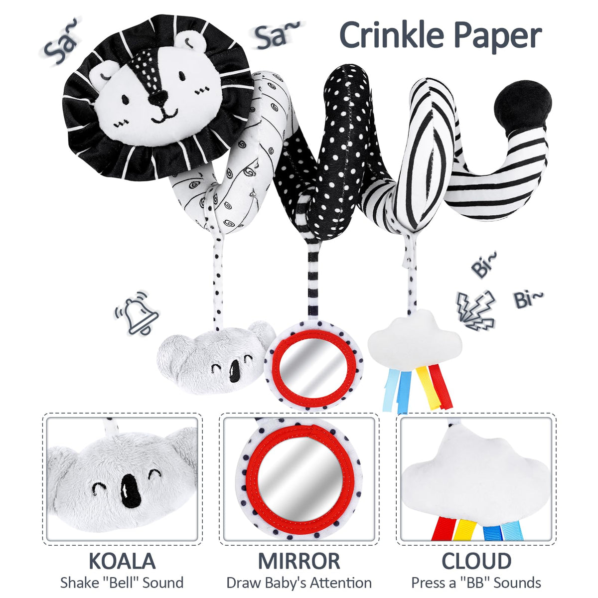 Joyreal bear rattle toy with soft shapes for visual interest