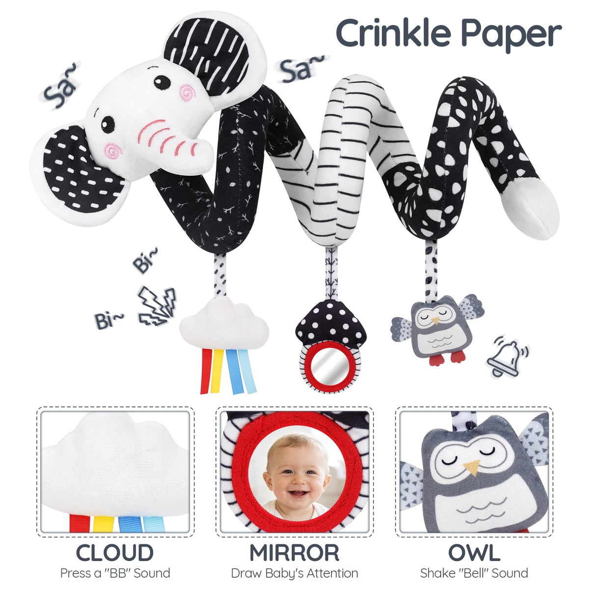 Joyreal bear rattle toy offering gentle sounds and tactile exploration.