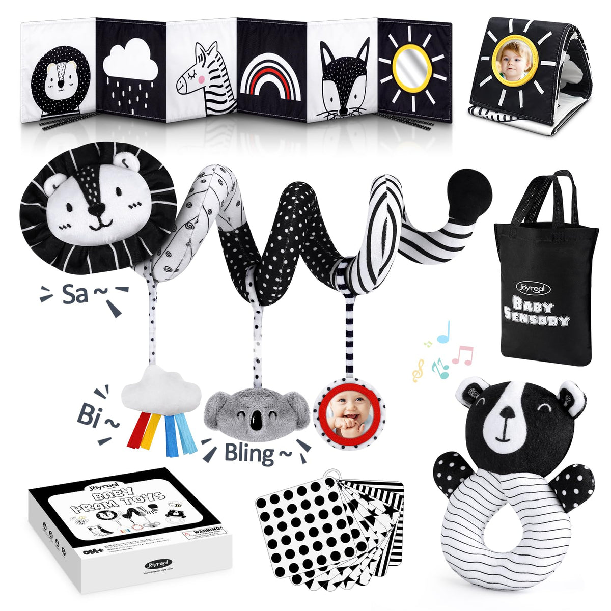 Joyreal car seat toy with lion, koala and cloud for on the go soothing