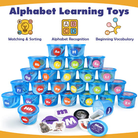 Joyreal color-coded sorter tubs help kids organize letters through tactile practice.