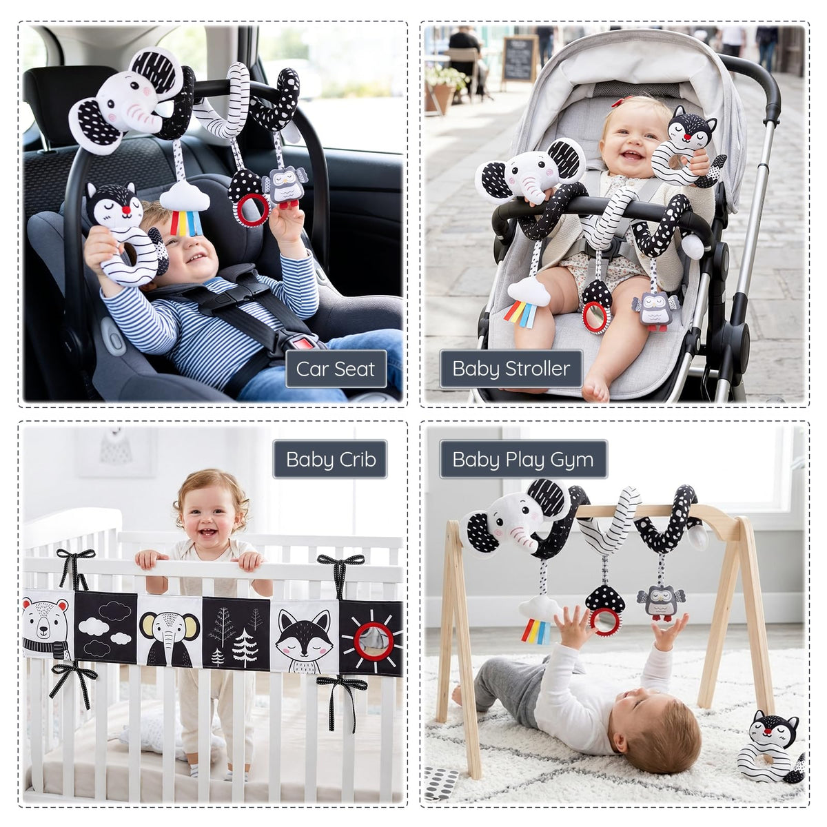 Joyreal hanging elephant toy for stroller, crib, or gym use.