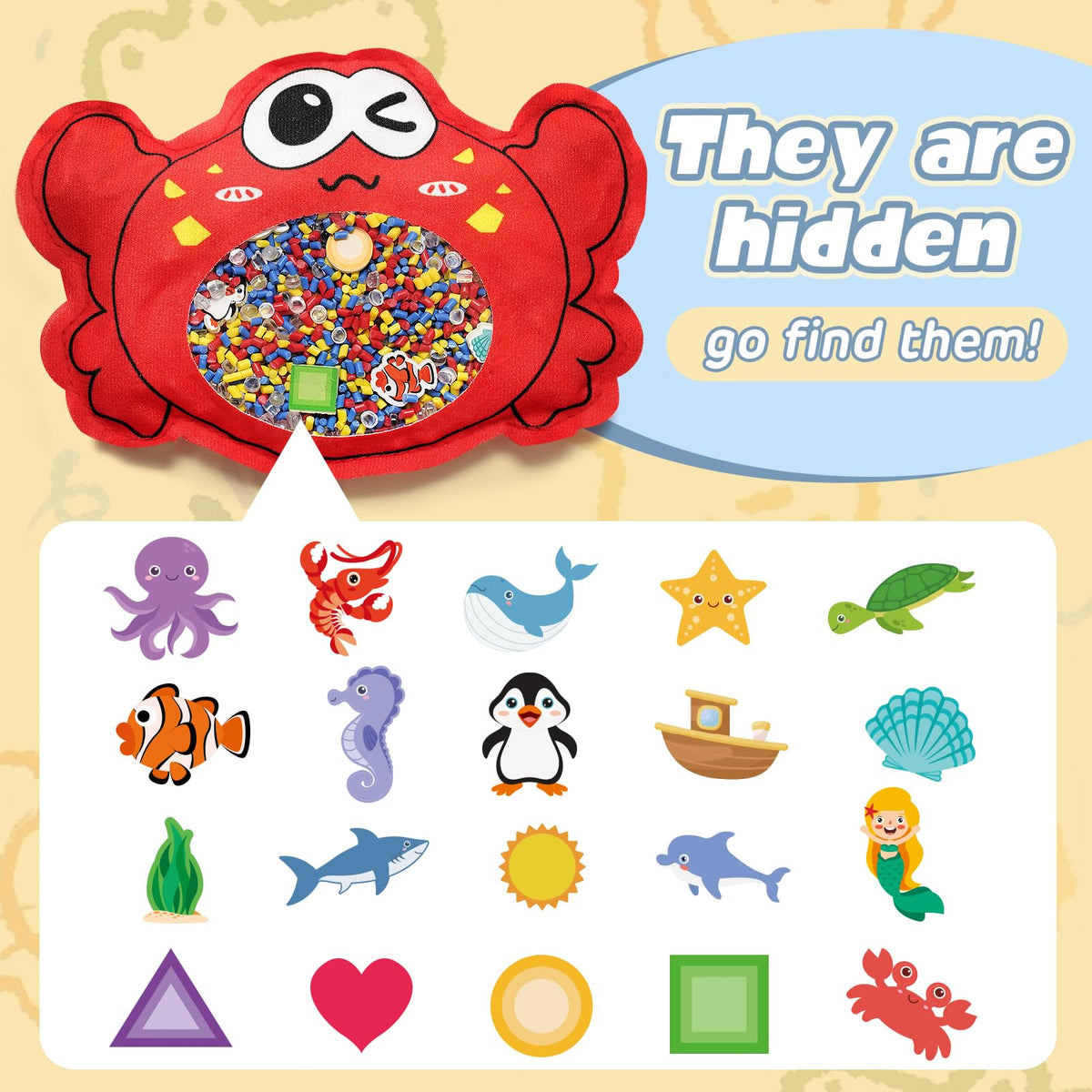 Joyreal Crab Busy Bag offers engaging search with 20 hidden items
