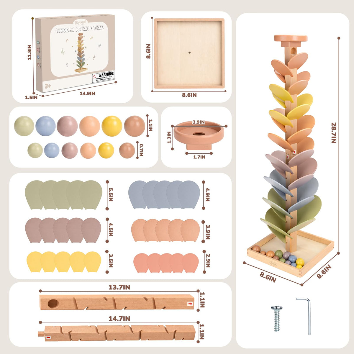 Joyreal wooden marble run promotes focus, coordination, and imaginative play