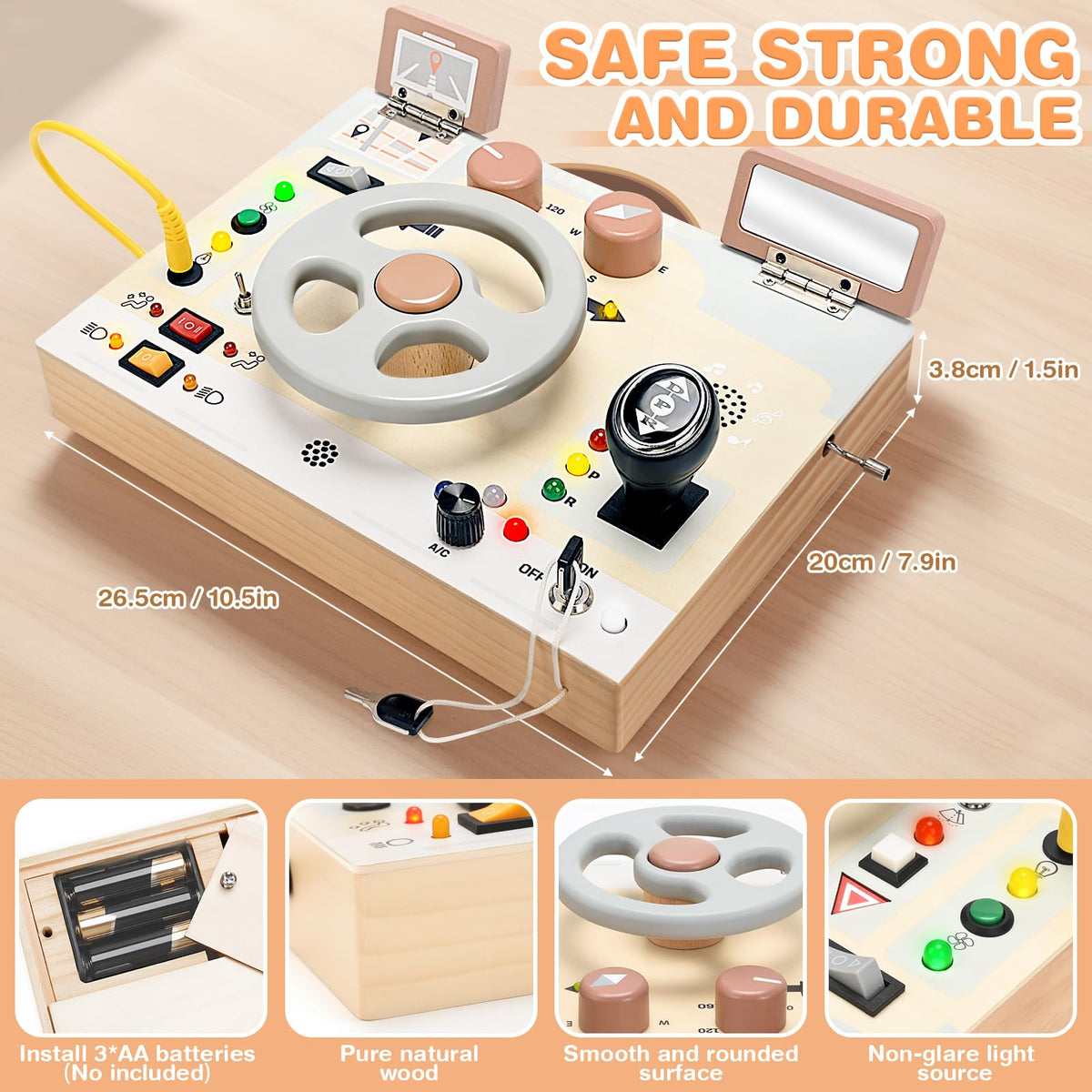 Joyreal Montessori Busy Board gearshift invites tactile manipulation and learning