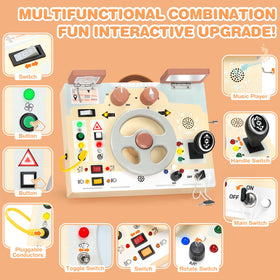 Joyreal Montessori Busy Board LED lights enhance interactive sensory feedback