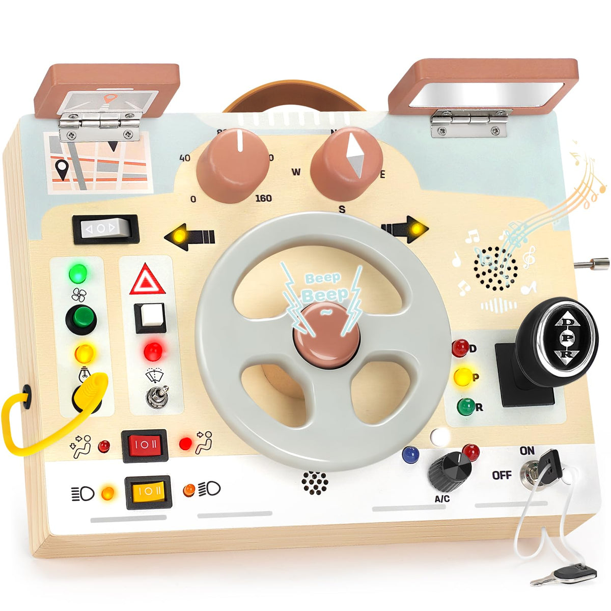 Joyreal Montessori Busy Board steering wheel prompts imaginative driving play and coordination