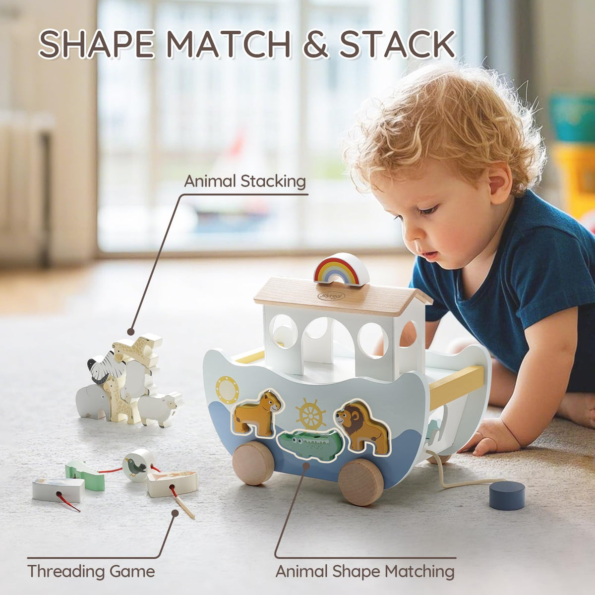 Joyreal animal pairs like giraffes and zebras support sorting and early motor skills.