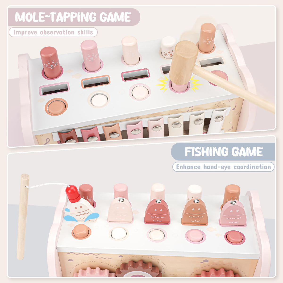 Joyreal pink wooden xylophone invites early music exploration