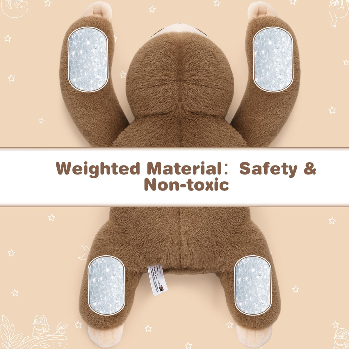 Joyreal Sloth sensory pillow closeup of soft, durable minky material