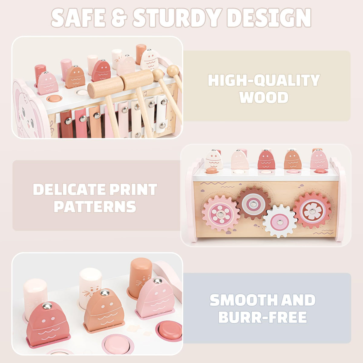 Joyreal sustainably sourced wood with smooth edges for safe play