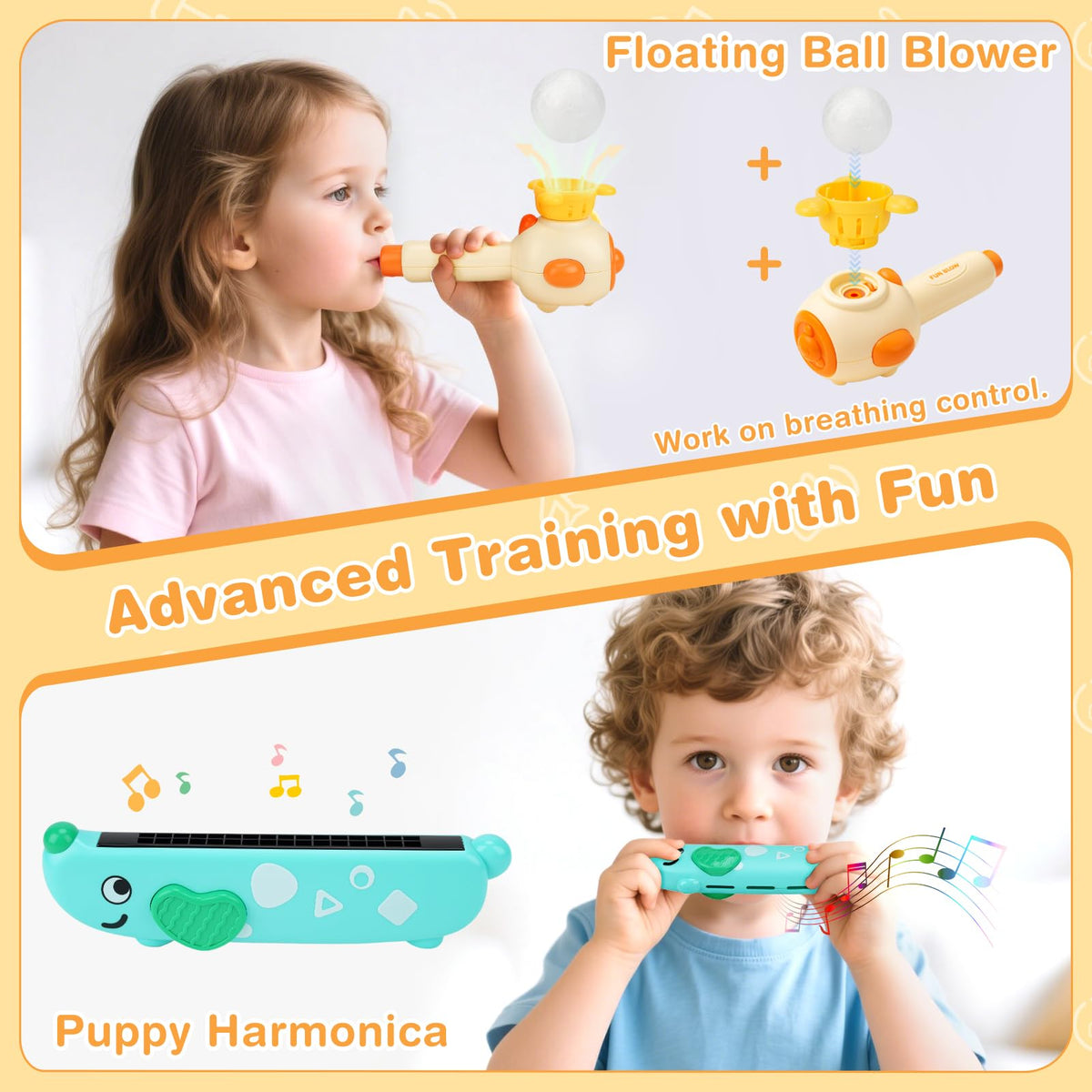 Joyreal varied whistle sounds encourage sound discrimination during play.