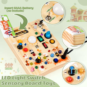 Joyreal wooden busy board compact size ideal for on-the-go activities.