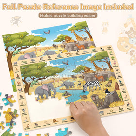 Joyreal wooden puzzle farm habitat strengthens concentration and problem solving.
