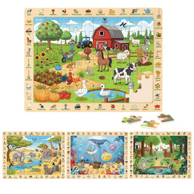 Joyreal wooden puzzle forest habitat with hidden objects boosts visual tracking.