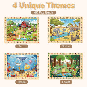 Joyreal wooden puzzle safari habitat supports animal recognition and observation skills.
