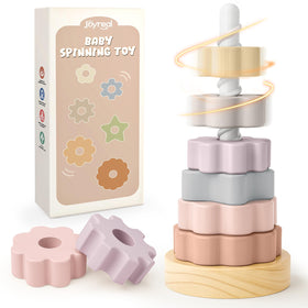 Joyreal wooden spinning stacking toy with gears in motion for toddlers