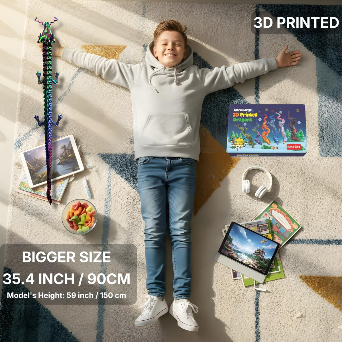 Joyroud dragon displays impressive 35.4-inch presence on desk or shelf.