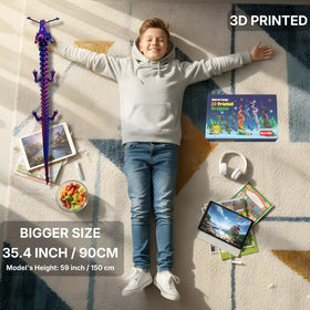 Joyroud articulated dragon in coil pose for dynamic desk play