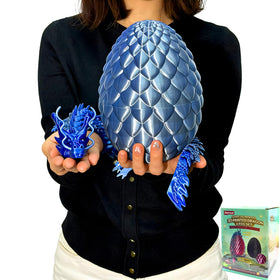 Joyroud 24-inch dragon egg exterior in blue-silver, ideal for desk display.