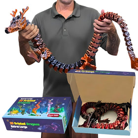 Joyroud large articulated dragon with metallic finish in a dynamic display pose