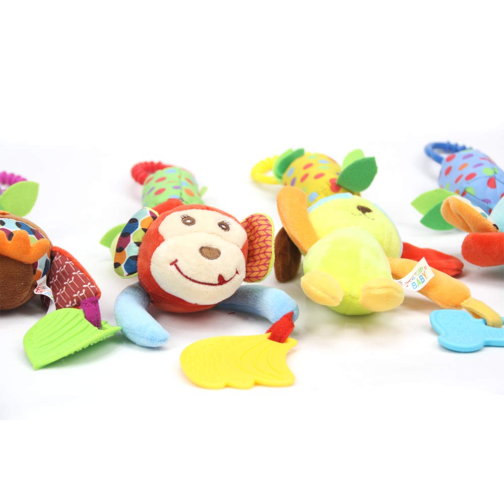 Joyshare puppy rattle provides crinkle sounds to engage newborn senses.