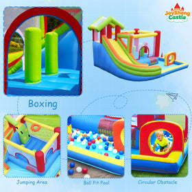 JoySheng Castle mega bounce house durable materials indicate long-lasting use.