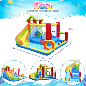 JoySheng Castle mega bounce house slide in action for thrilling downhill fun.