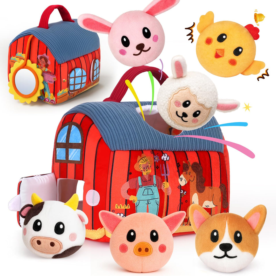 JOYSINTOY soft barn with farm animals for safe infant play and exploration