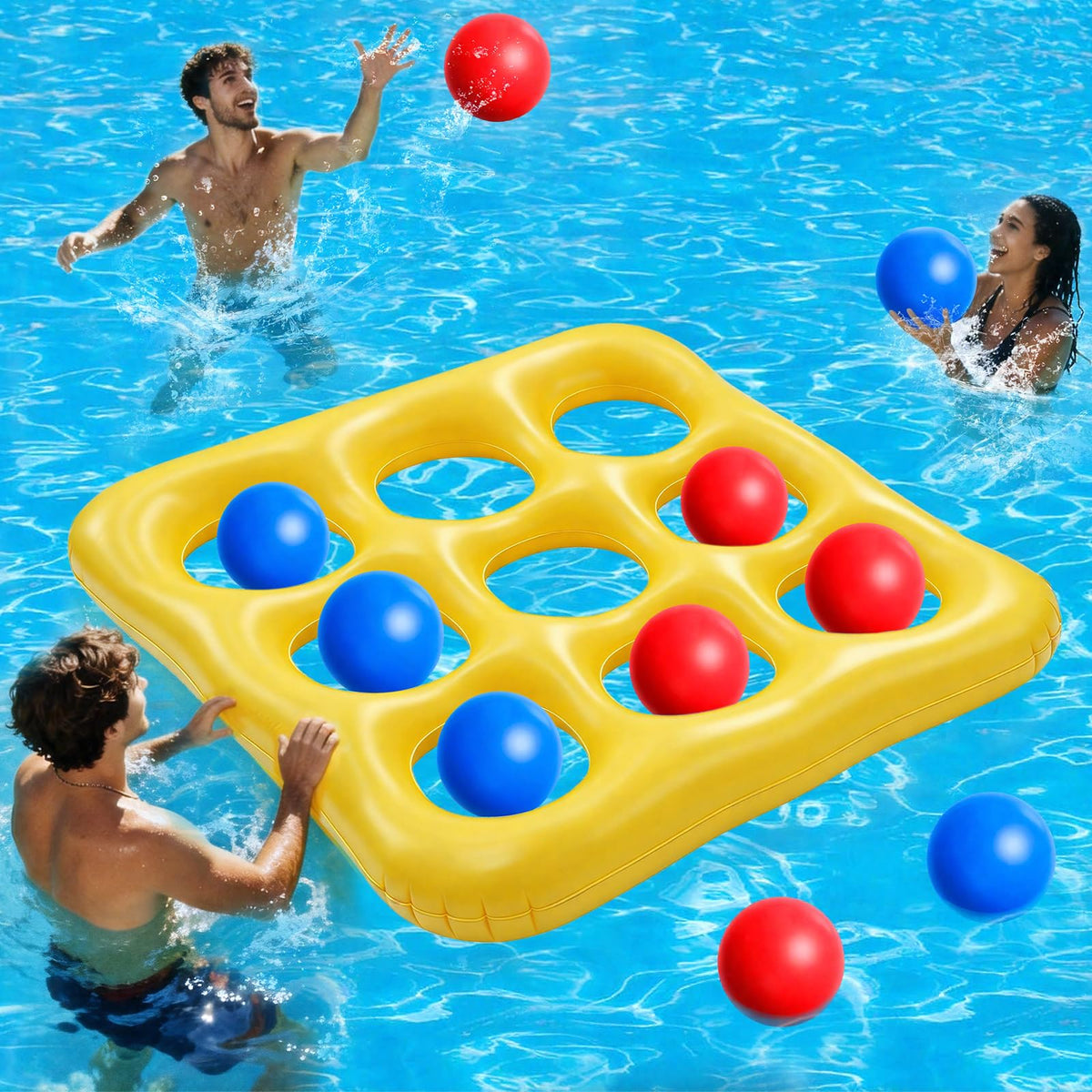 JOYSINTOY Tic-Tac-Toe board inflates for instant pool play.
