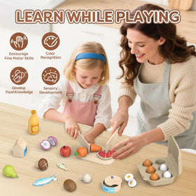 JOYSINTOY wooden mushroom slices spark creative pretend recipes.