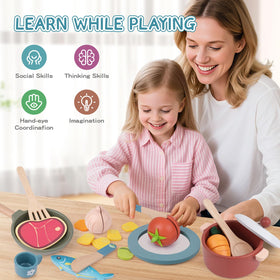 JOYSINTOY cups and utensils help kids pour and serve during kitchen play