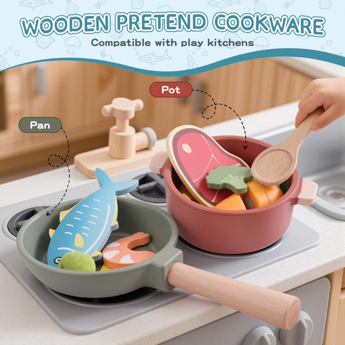 JOYSINTOY felted vegetable slices add color to pretend meals and teach ingredient recognition
