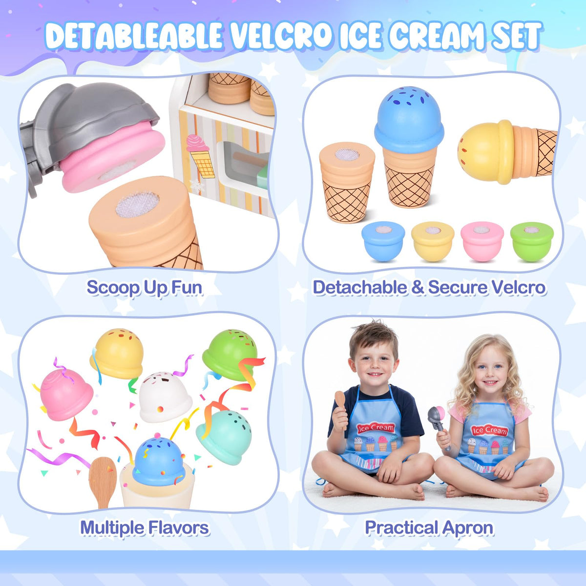 JOYSINTOY ice cream cups set encourages sharing and serving practice