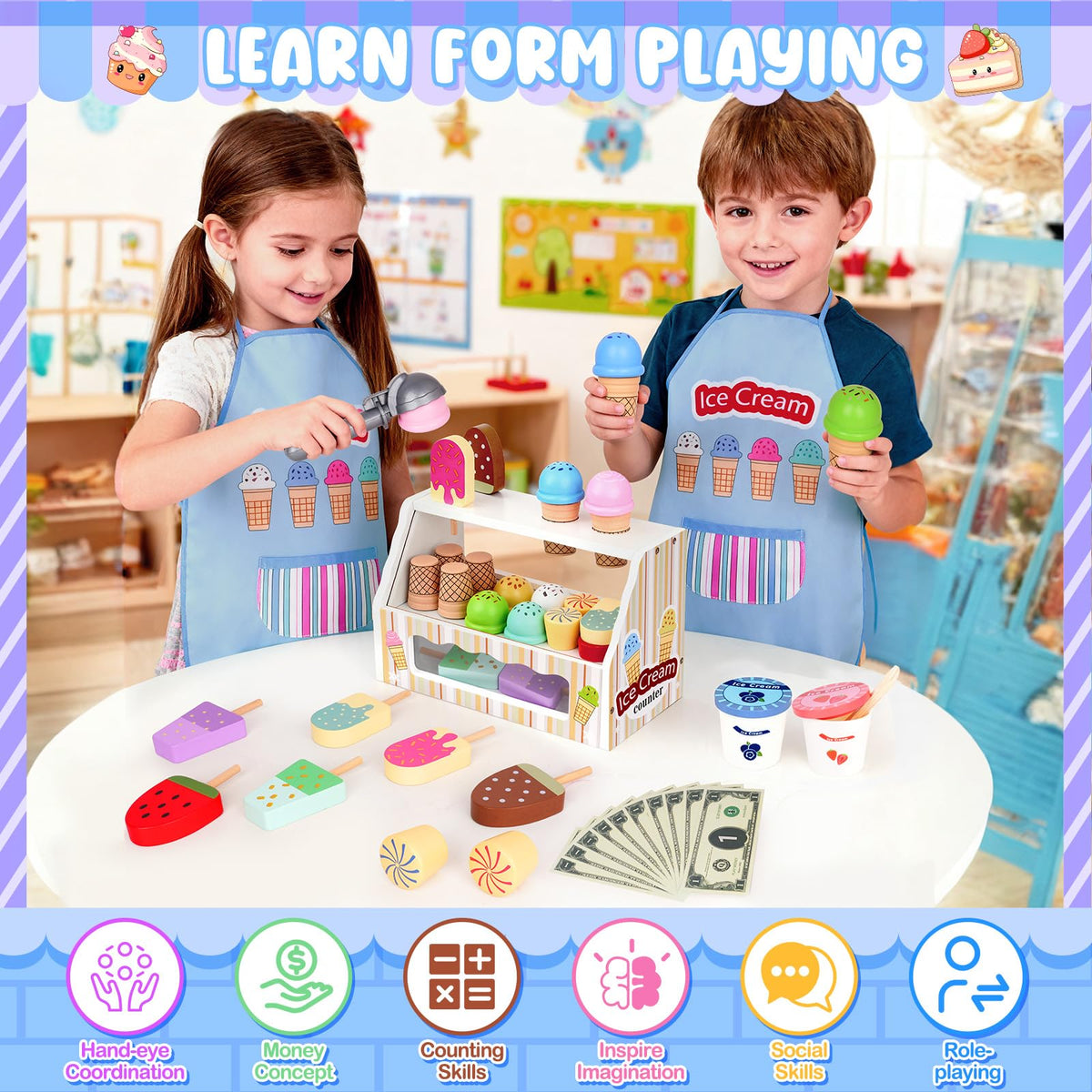 JOYSINTOY ice cream scoop toy for easy scooping and creative play