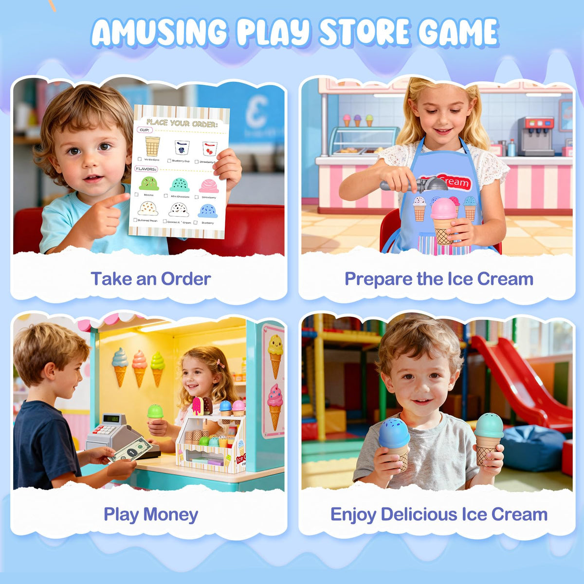 JOYSINTOY kid-friendly menu card supports pretend ordering