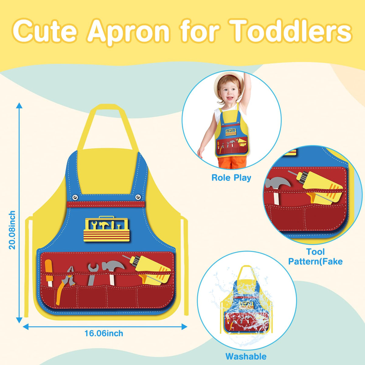 JOYSINTOY apron with pockets encourages organization during role play.